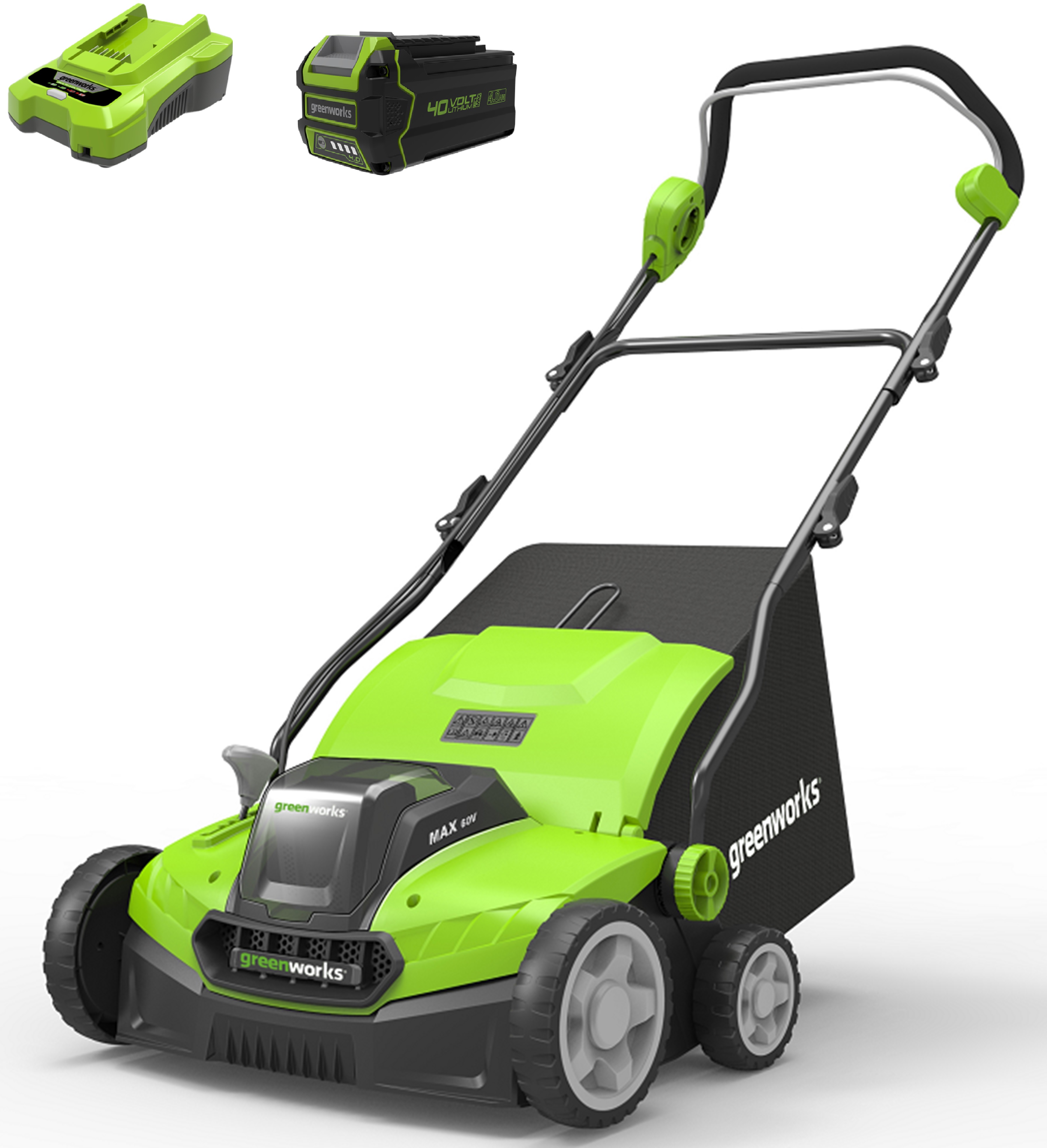 Аэратор/скарификатор аккумуляторный Greenworks , 40V, с АКБ 4АЧ и ЗУ