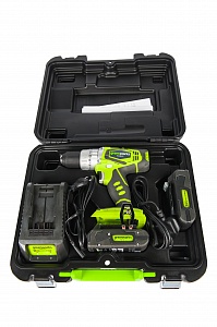 Дрель-шуруповерт аккумуляторная Greenworks G24DDK2X, 24V, c 2хАКБ 2 А.ч и ЗУ в кейсе